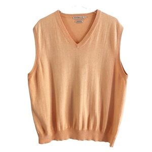 Peter Millar V-Neck Cotton Cashmere Pullover Golf Sweater Orange Vest XL
